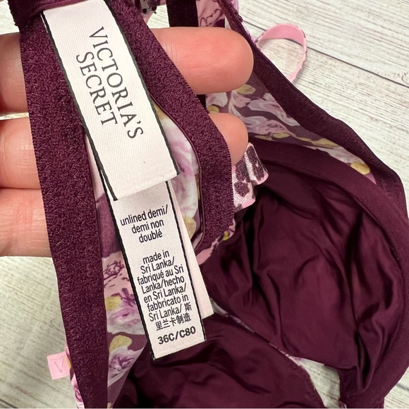 Victoria's Secret Floral Bra Unlined Demi Pink Leopard Size 36C - Picture 5 of 6